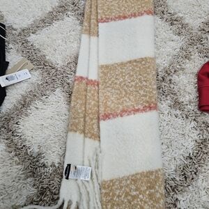 Madewell Cream and Tan Striped Scarf